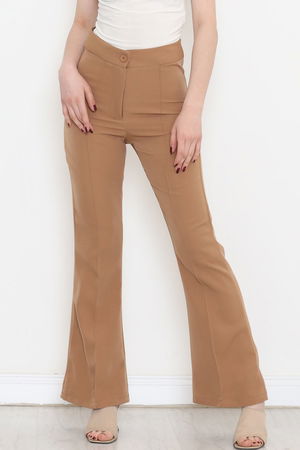 Front Striped Palazzo Pants Sütlükahve