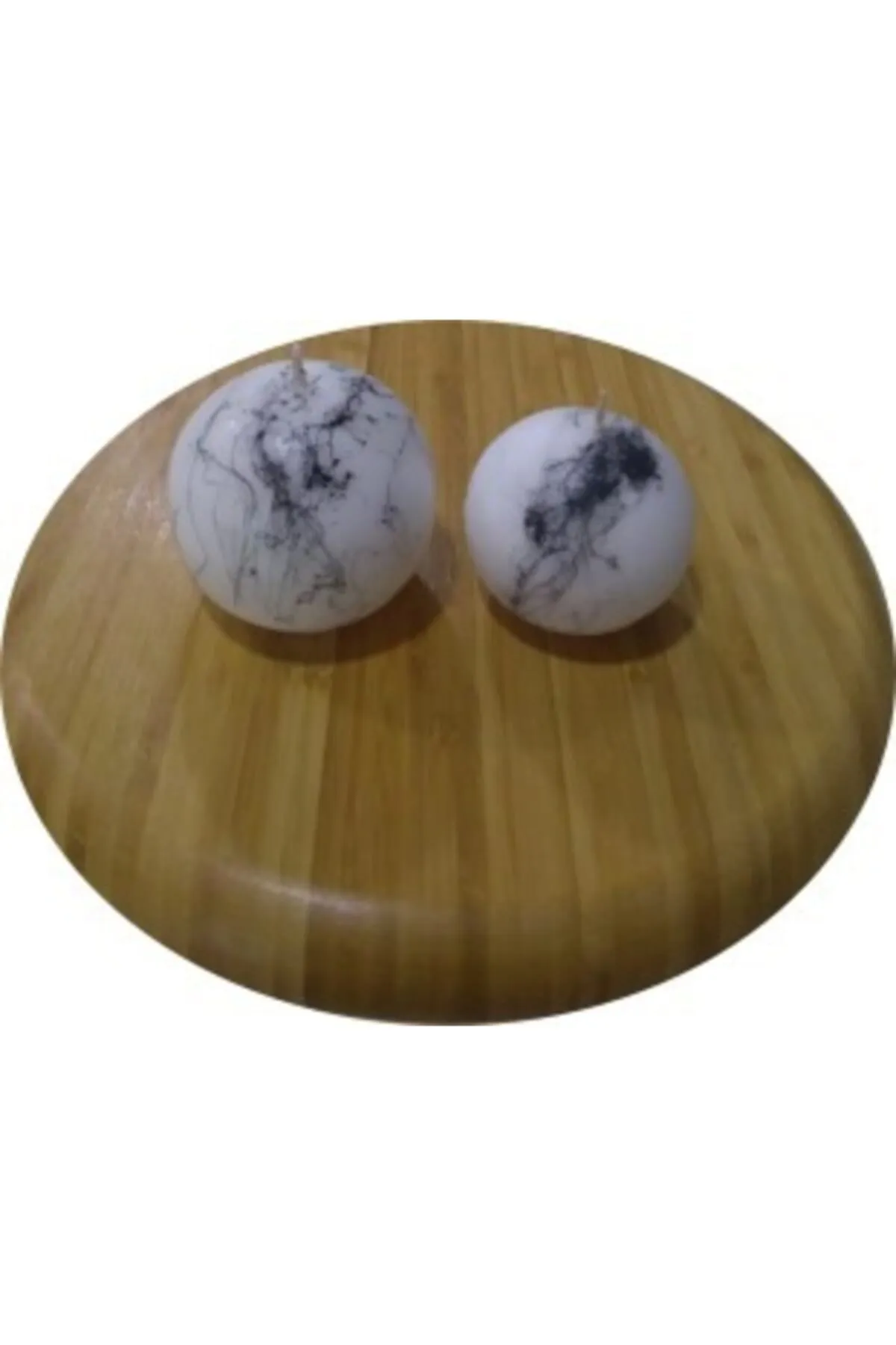 2-Piece Candle Set Ball Big Size Small Size Marble Pattern Colorful Turk-G370