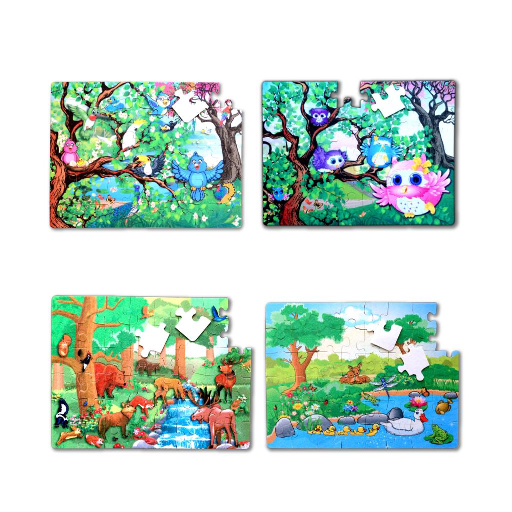 4 Set - 96 Piece Forest and Owl 5+ Felt Jigsaw Puzzle - 5 Years Puzzle