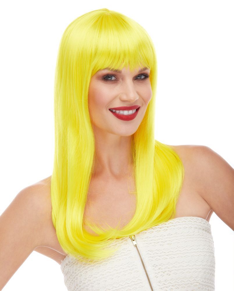 Yellow Color Long Straight Party Wig