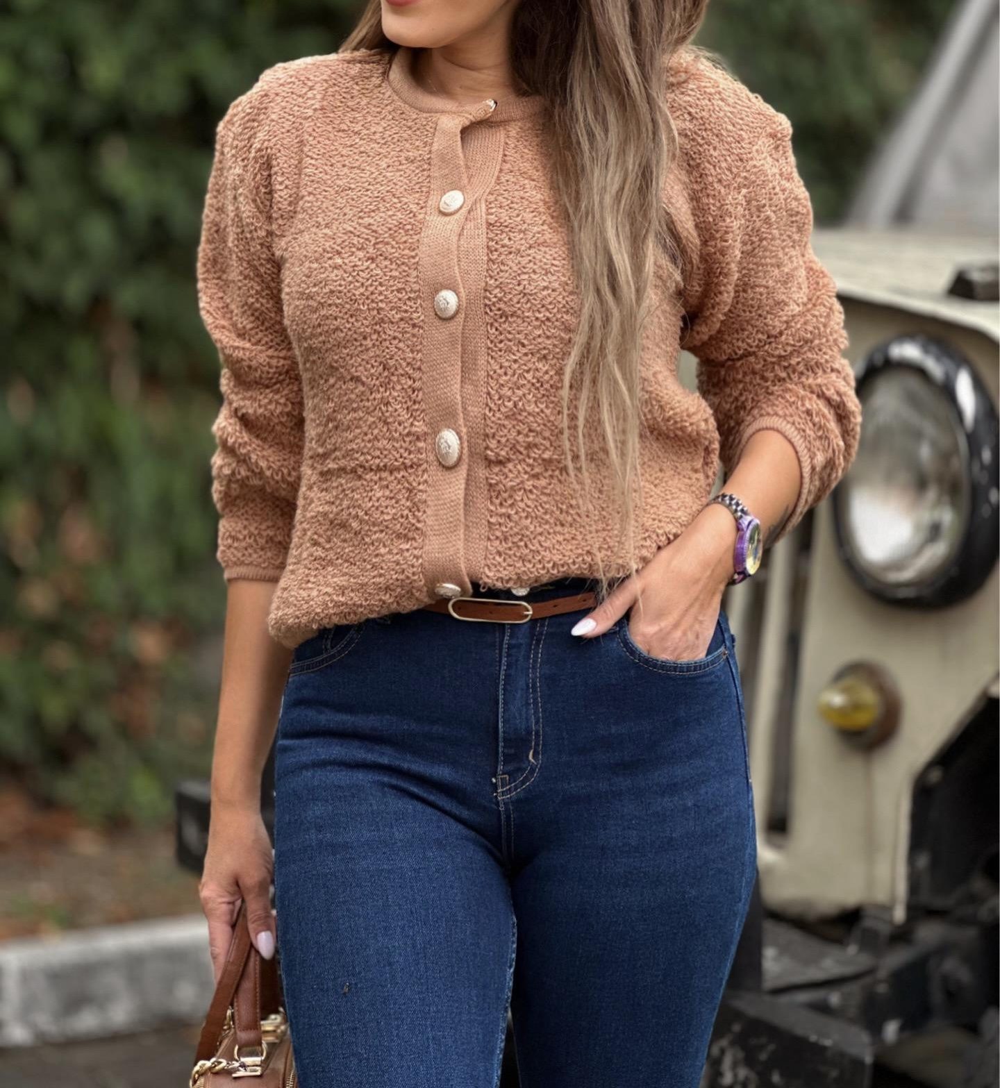 Women's Teddy Fluffy Camel Sweater Cardigan