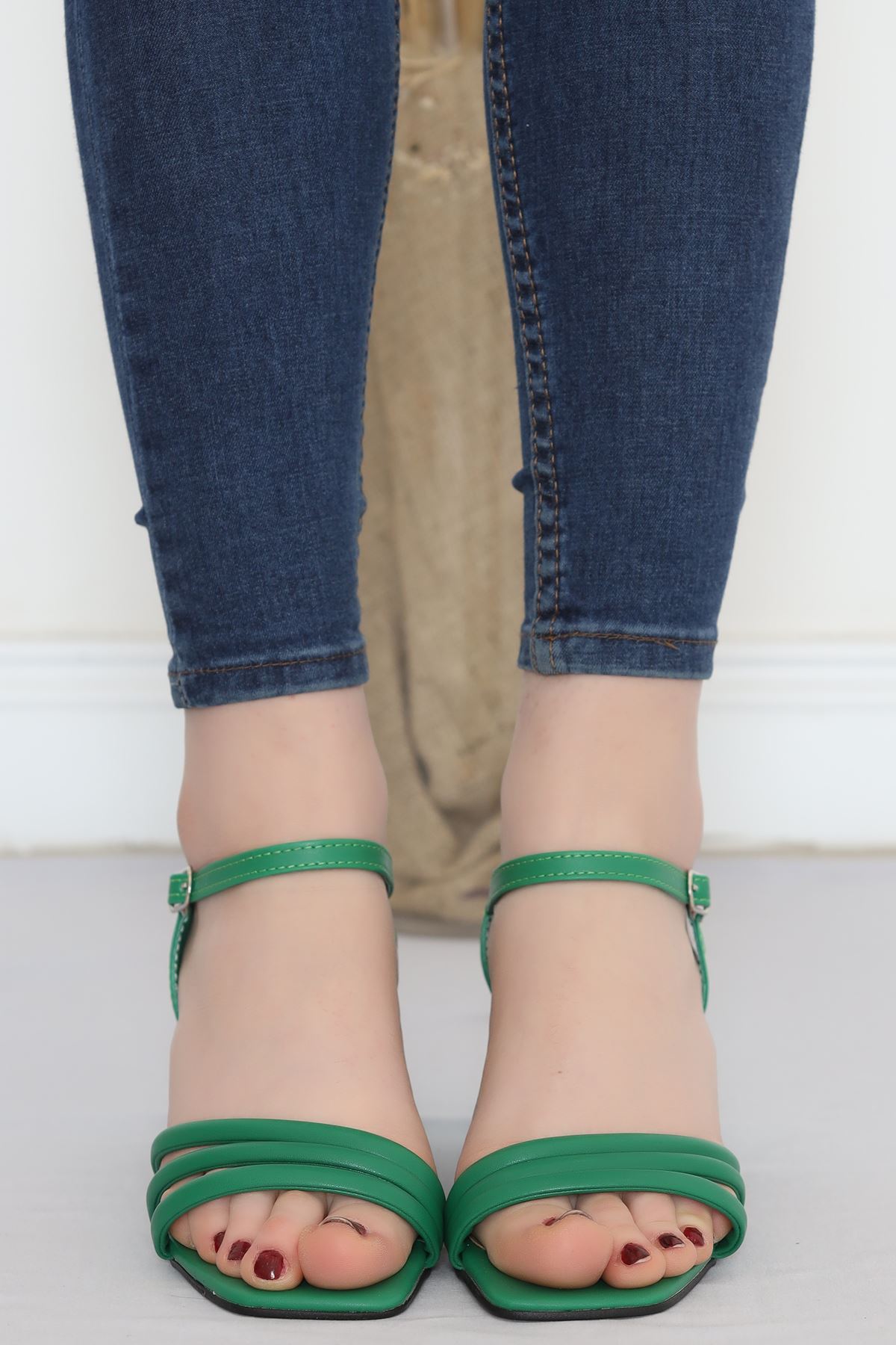 5 Cm Heeled Shoes Green