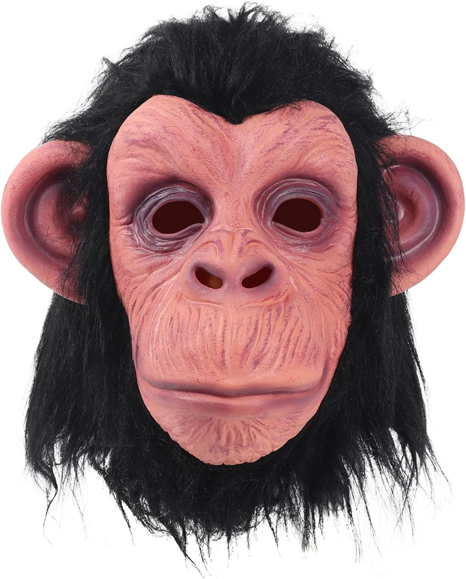 Full-Fit Latex Chimpanzee Mask with Black Hair - Latex Monkey Orangutan Gorilla Mask Meat Mask