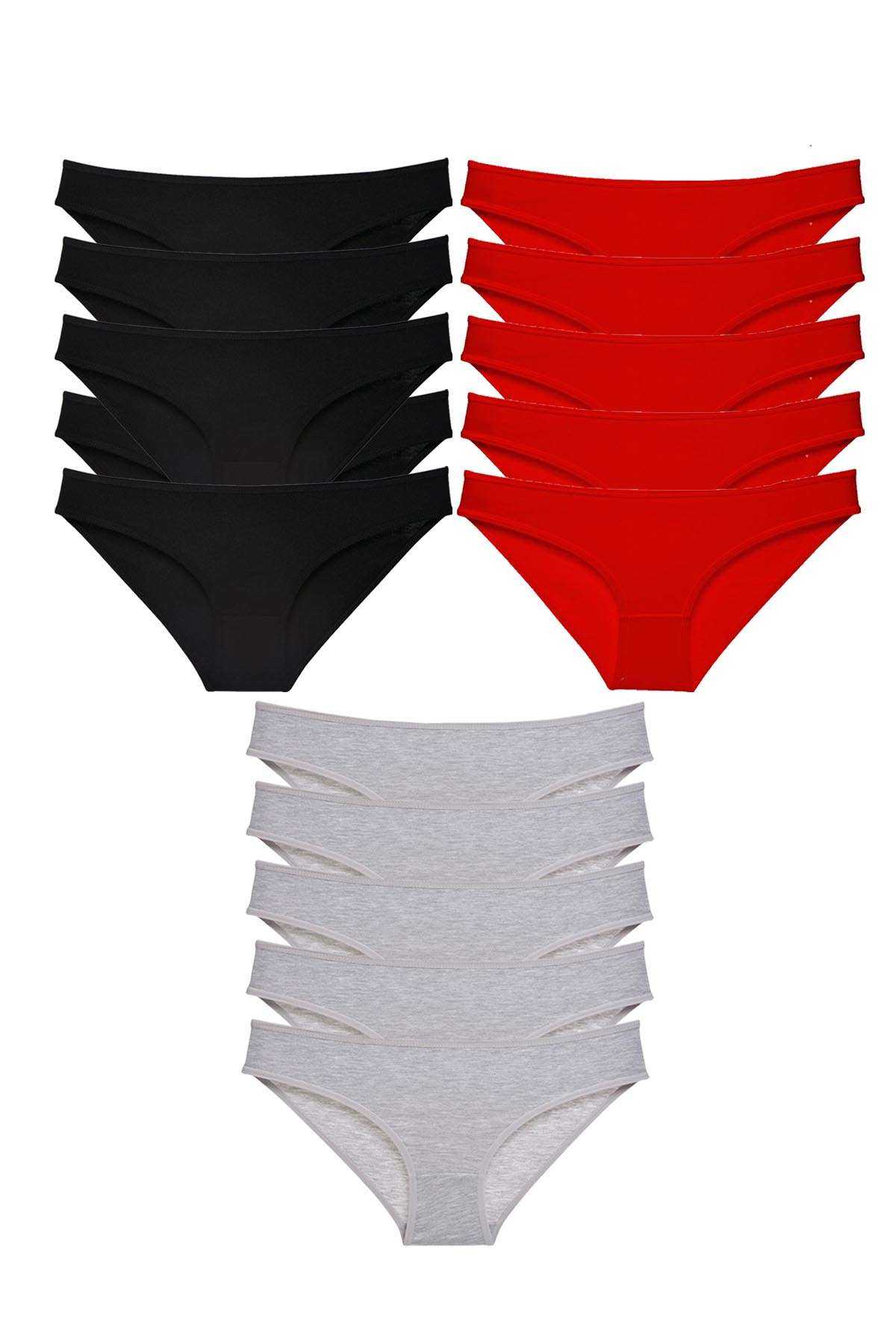 15pcs Super Eco Set Lycra Women Slip Panties Black Red Gray