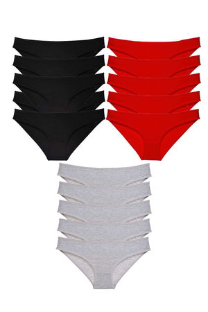 15pcs Super Eco Set Lycra Women Slip Panties Black Red Gray