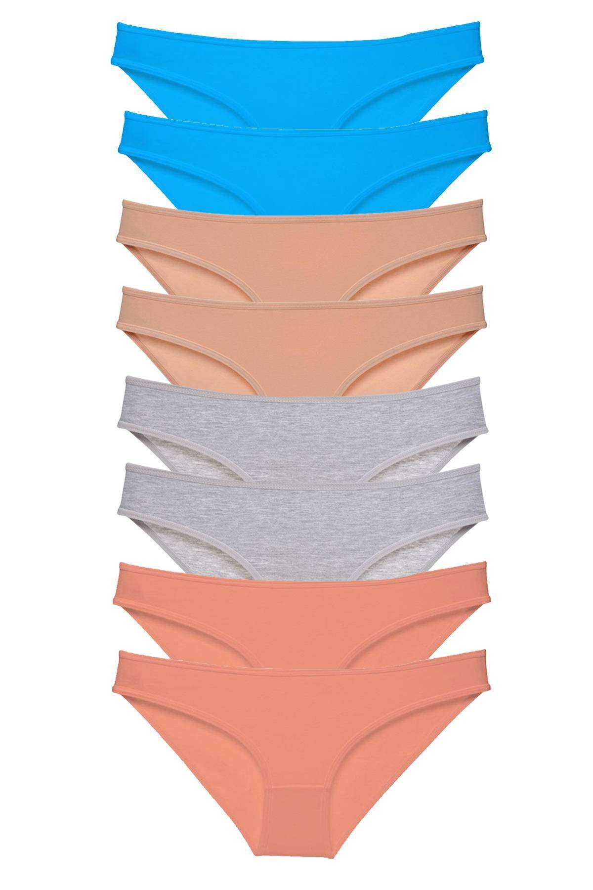 8pcs Super Eco Set Lycra Women Slip Panties Skin Gray Powder Blue