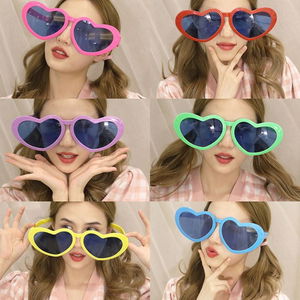 Mega Size Big Heart Shaped Party Glasses 12 Pcs Colorful