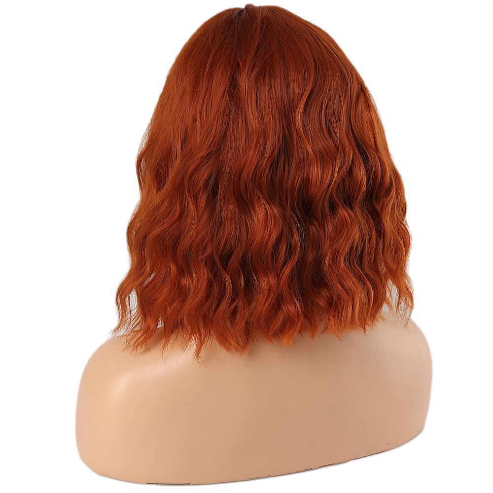 Kanekalon Fiber Synthetic Short Wavy Wig with Bangs / Copper