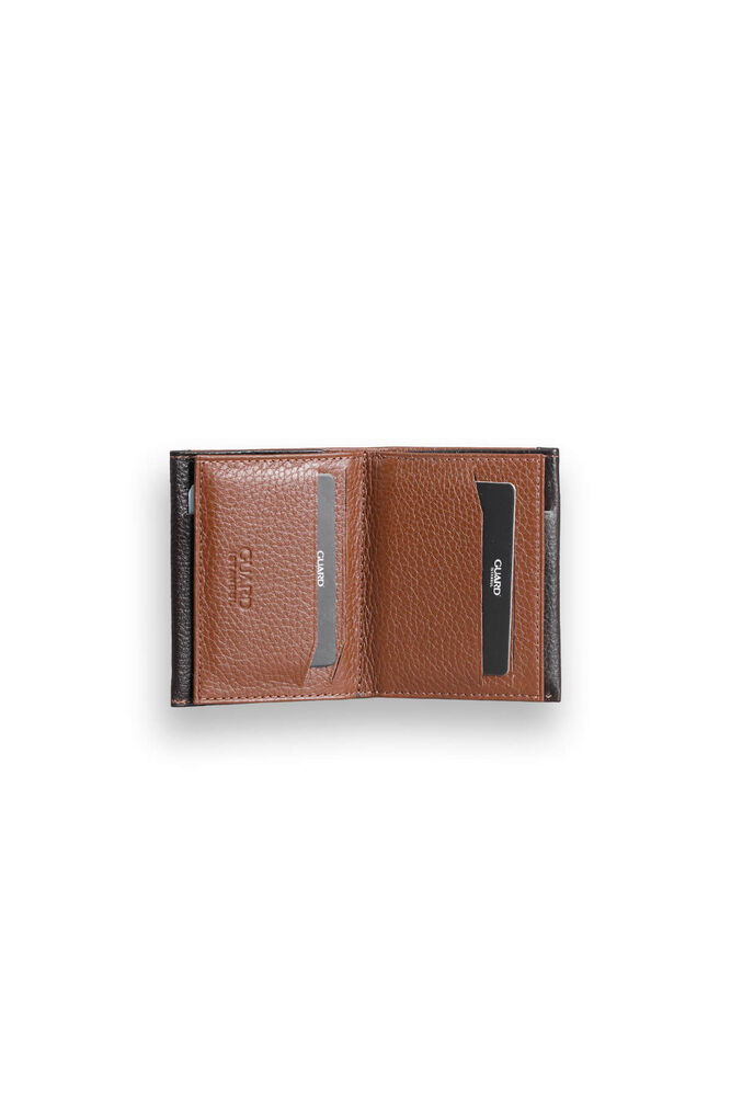 Taba - Brown Genuine Leather Card Holder with Dual Color Compartments