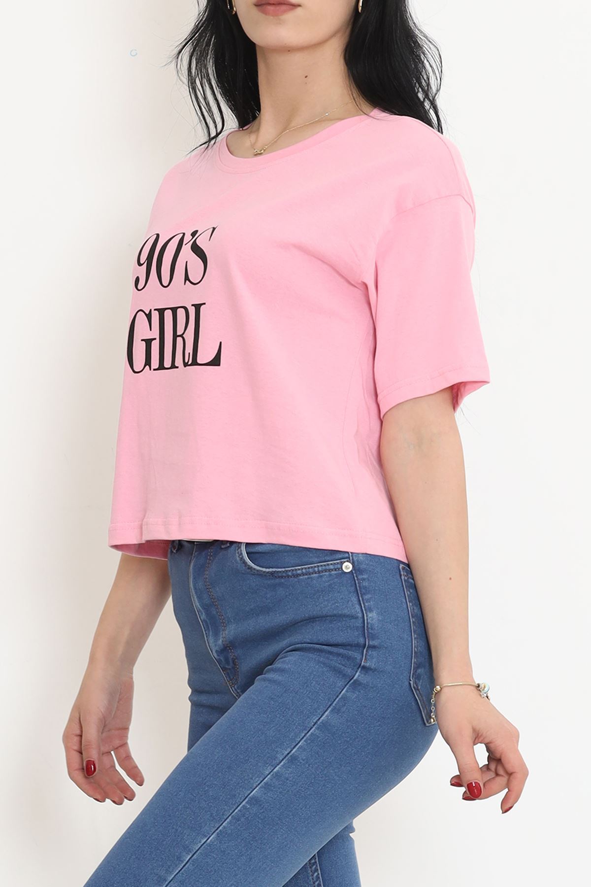 Printed Crop T-shirt Pink