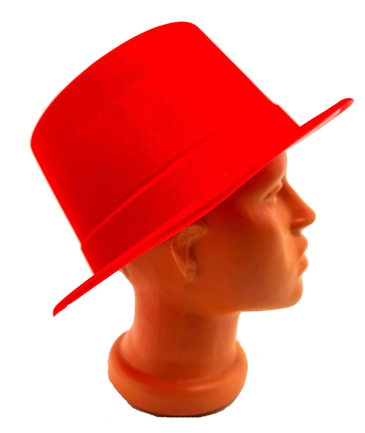 Red Color Plastic Nubuck Velvet Flocking Trilby Hat 11 cm