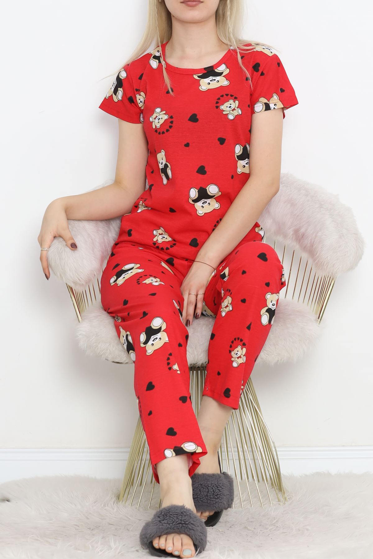 Patterned Pajama Set Red