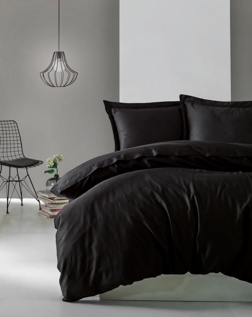 Single Satin Duvet Cover Set Elegante Black