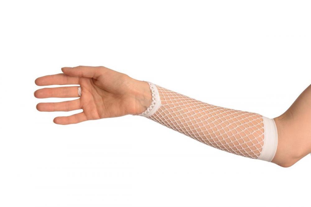 White Color Interlocking Mesh Knit Gloves 26 cm