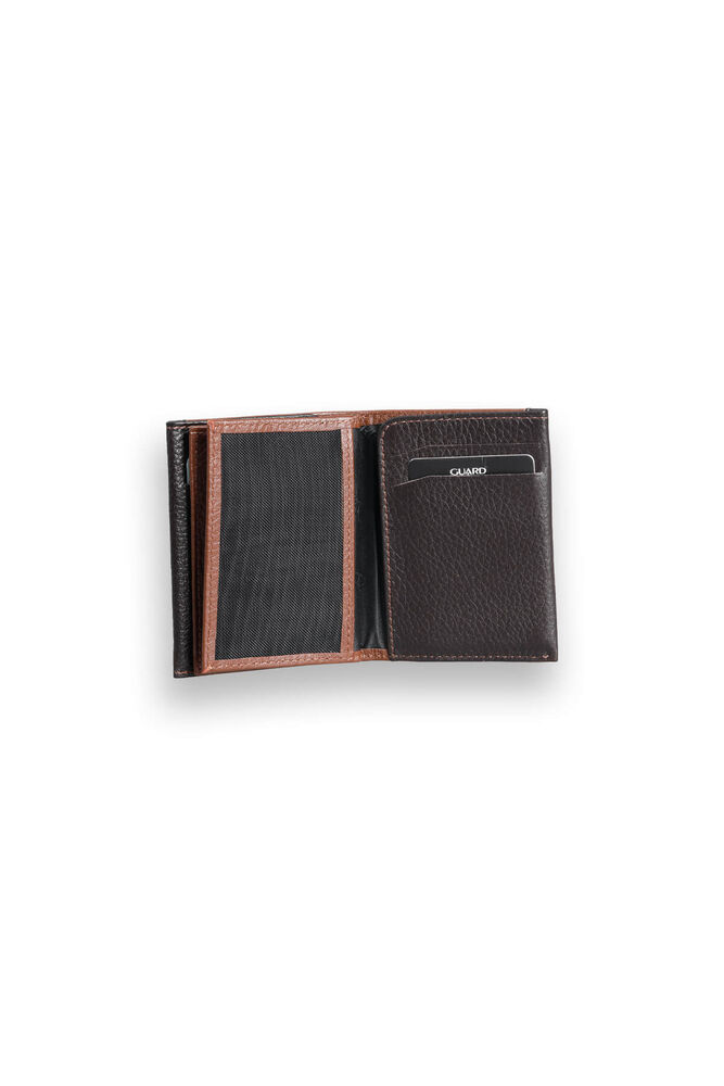 Taba - Brown Genuine Leather Card Holder with Dual Color Compartments