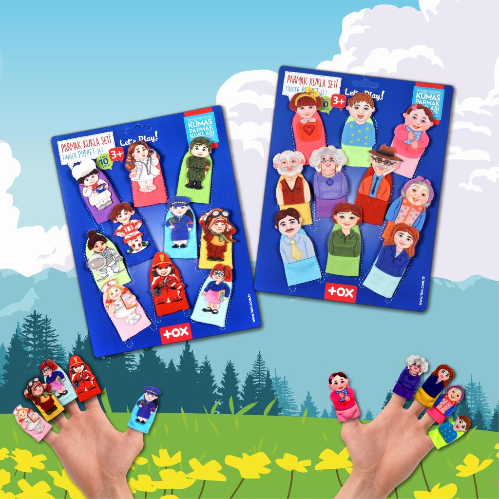 2 Sets - 20 Pieces Professions and Family Members 20 Pieces Finger Puppets