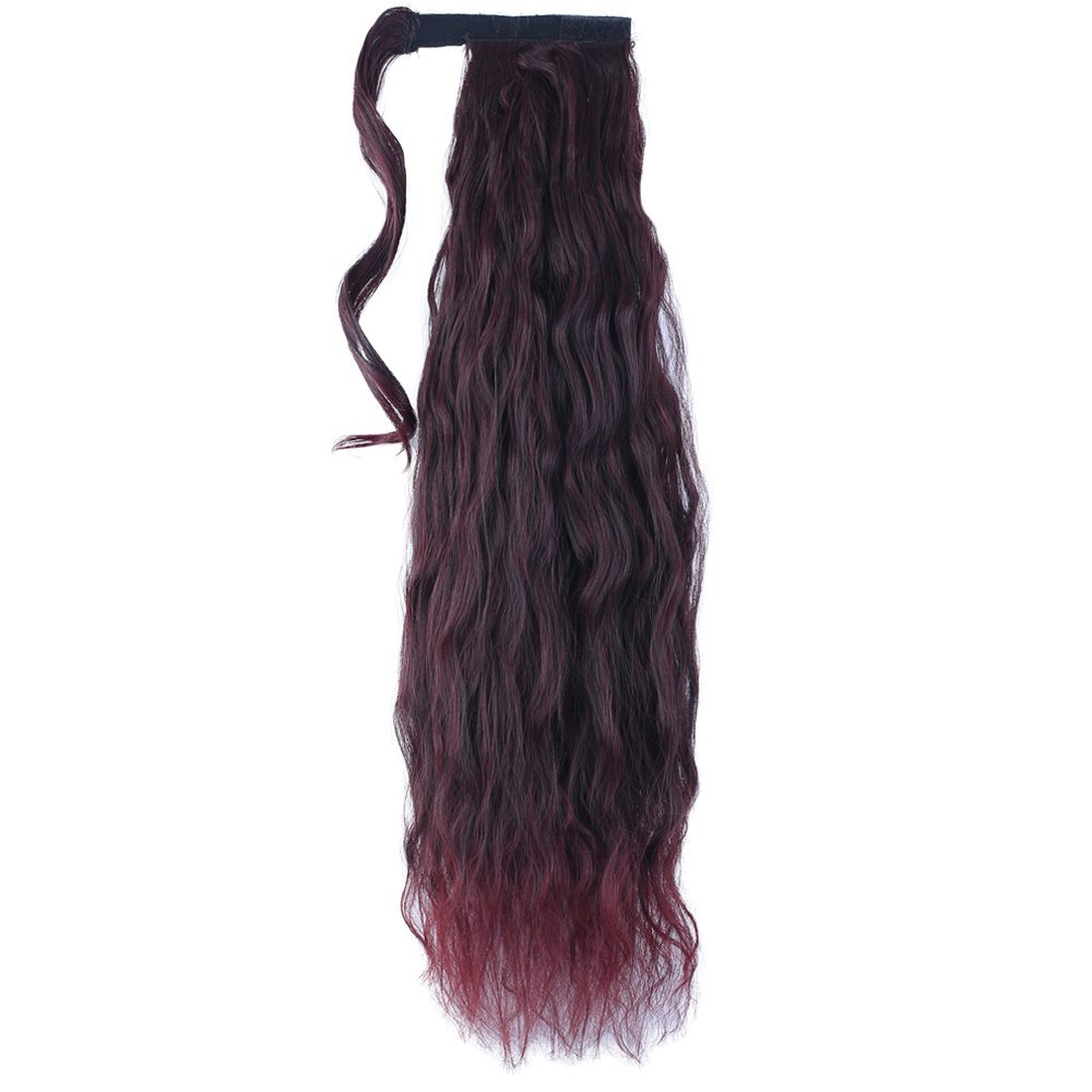 Tie-Up Fluffy Wavy Ponytail / Dark Red