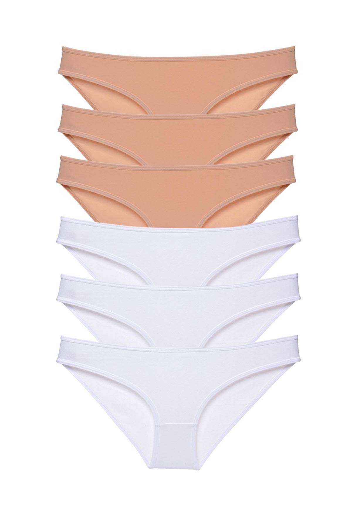 6pcs Super Eco Set Lycra Women Slip Panties Skin White