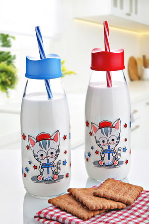 Straw Water And Milk Bottle Glass 250 ML