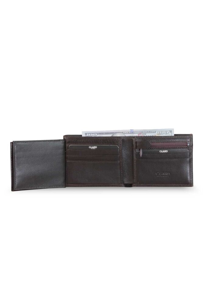 Brown Leather Men's Wallet with Coin Entry