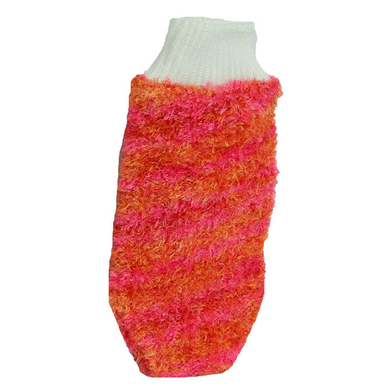 Rubberized Hand Slip-on Soft Glove Bath Fiber Pink-Orange 20x10 Cm