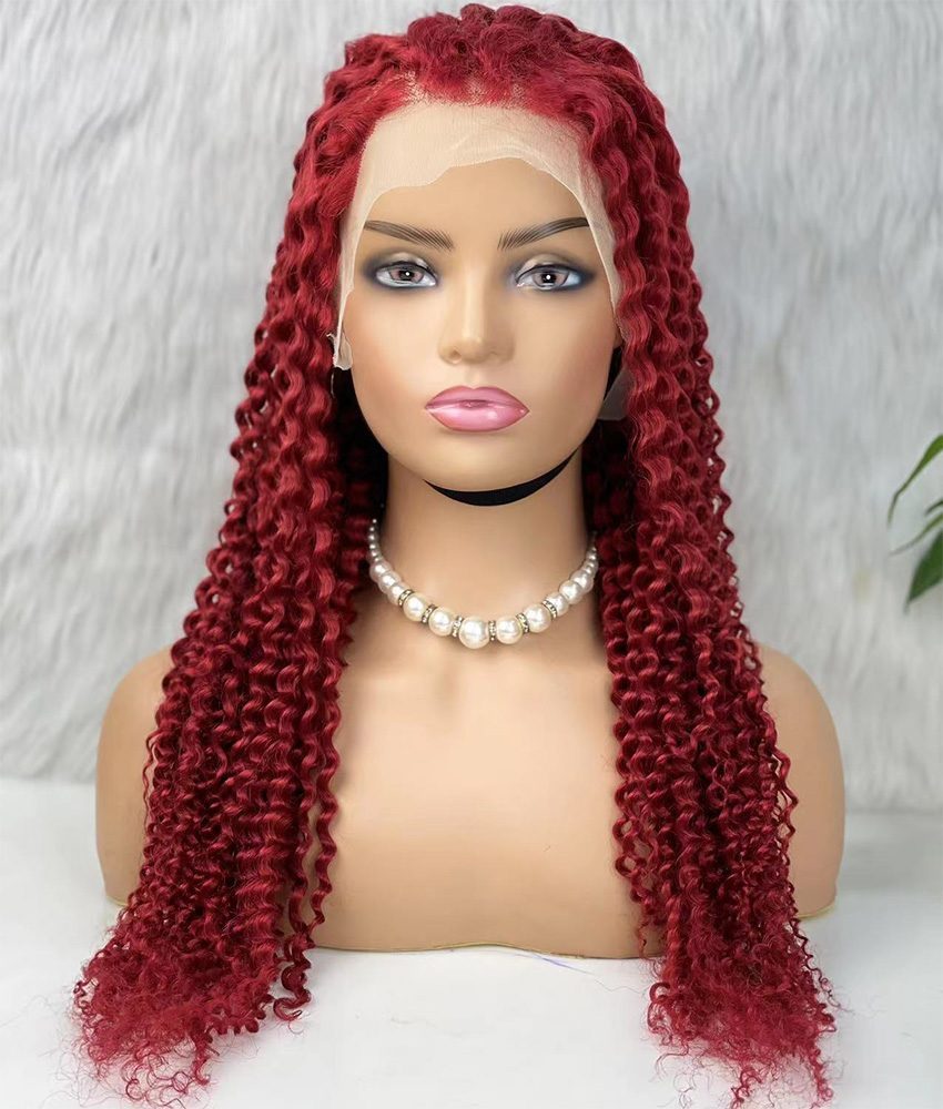 Real Hair Front Lace Tulle Wig / Fluffed Afro / Red 70/75cm