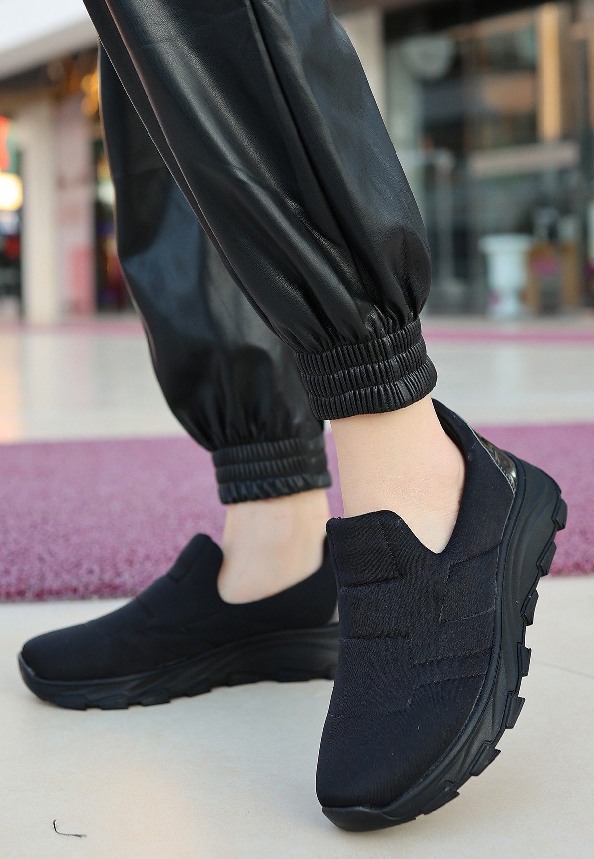 Black Stretch Black Sole Sneakers