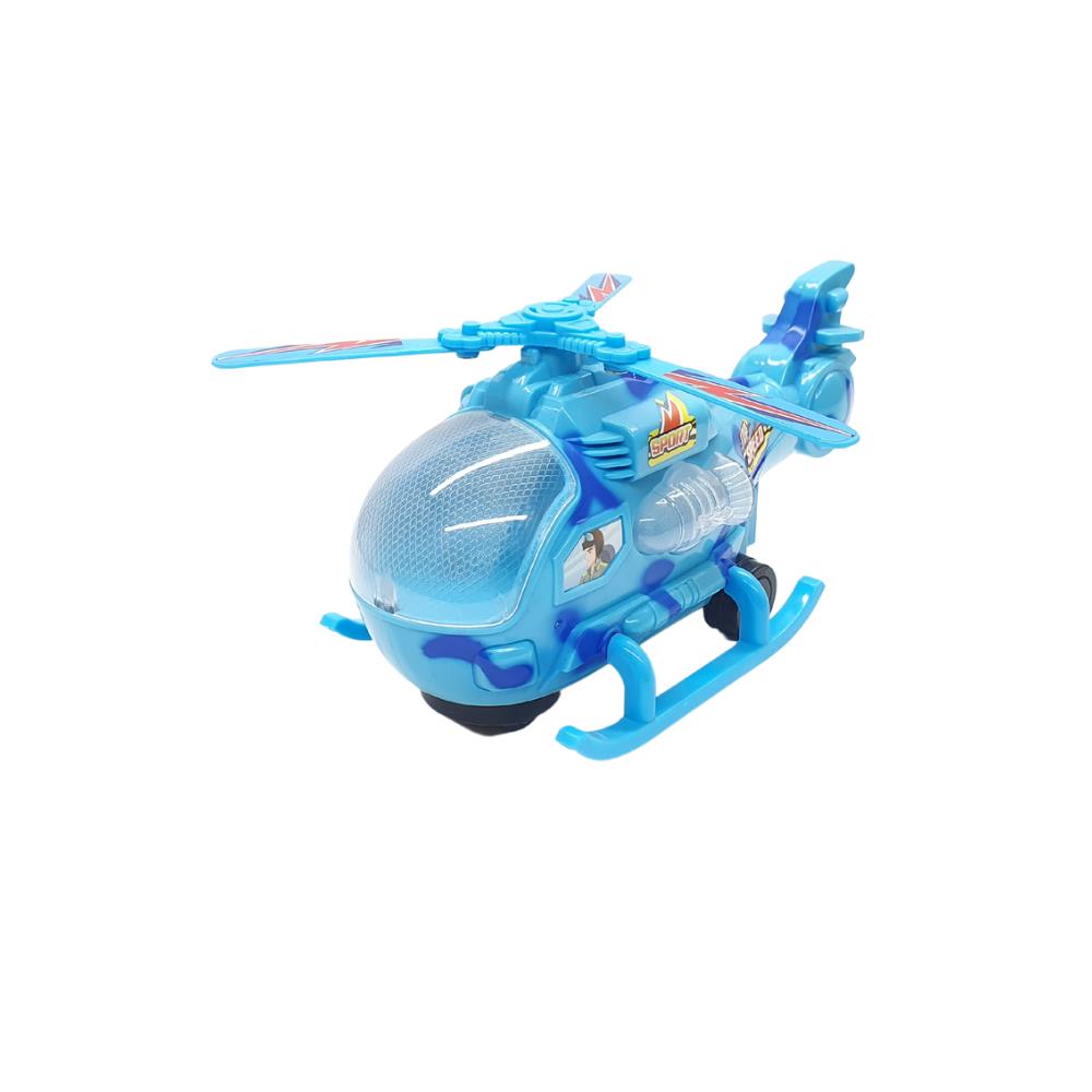 Ground Hovering Multiply Rotate Lighted Sound Helicopter 20 Cm