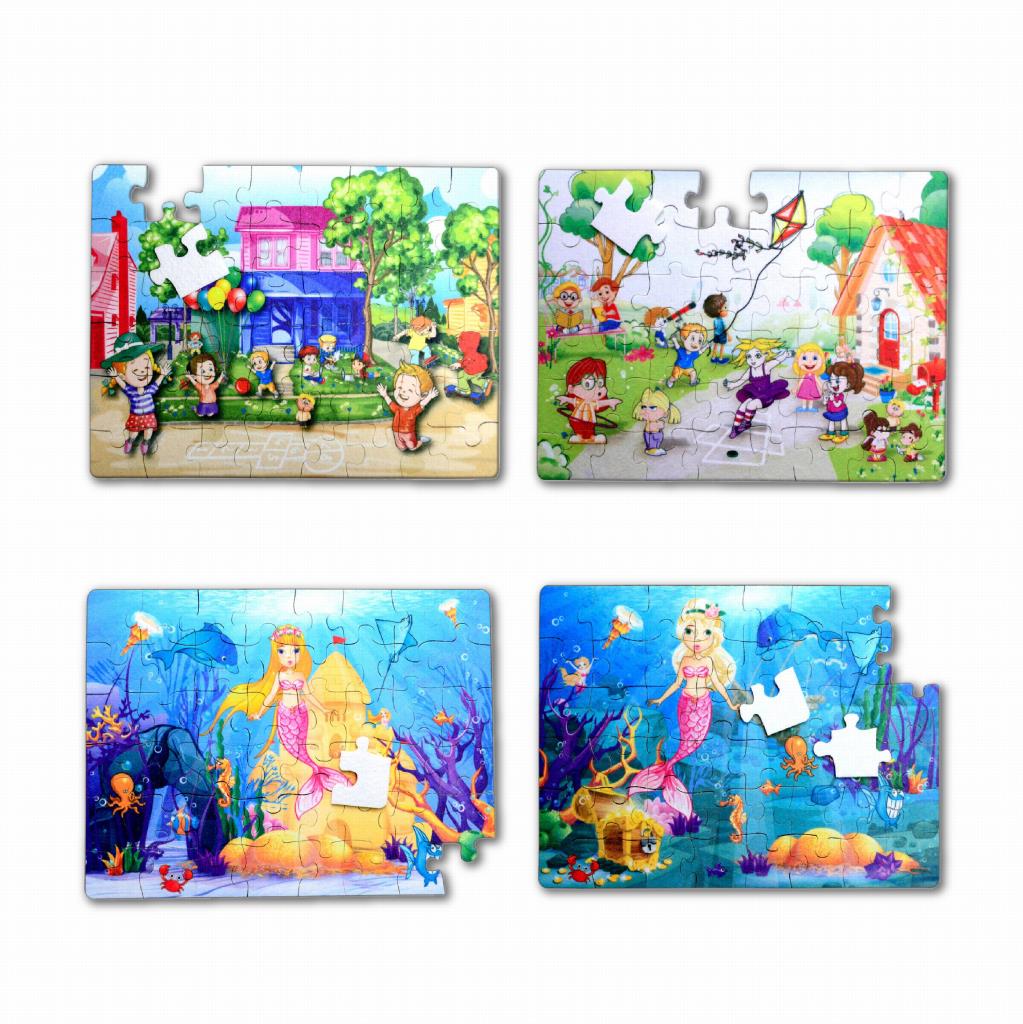 4 Set - 96 Piece Playground and Mermaid 5+ Felt Jigsaw Puzzle - 5 Year Old Puzzle