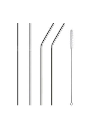 5 Piece Metal Straw - Stainless Eco-Friendly Metal Straw Brush Set