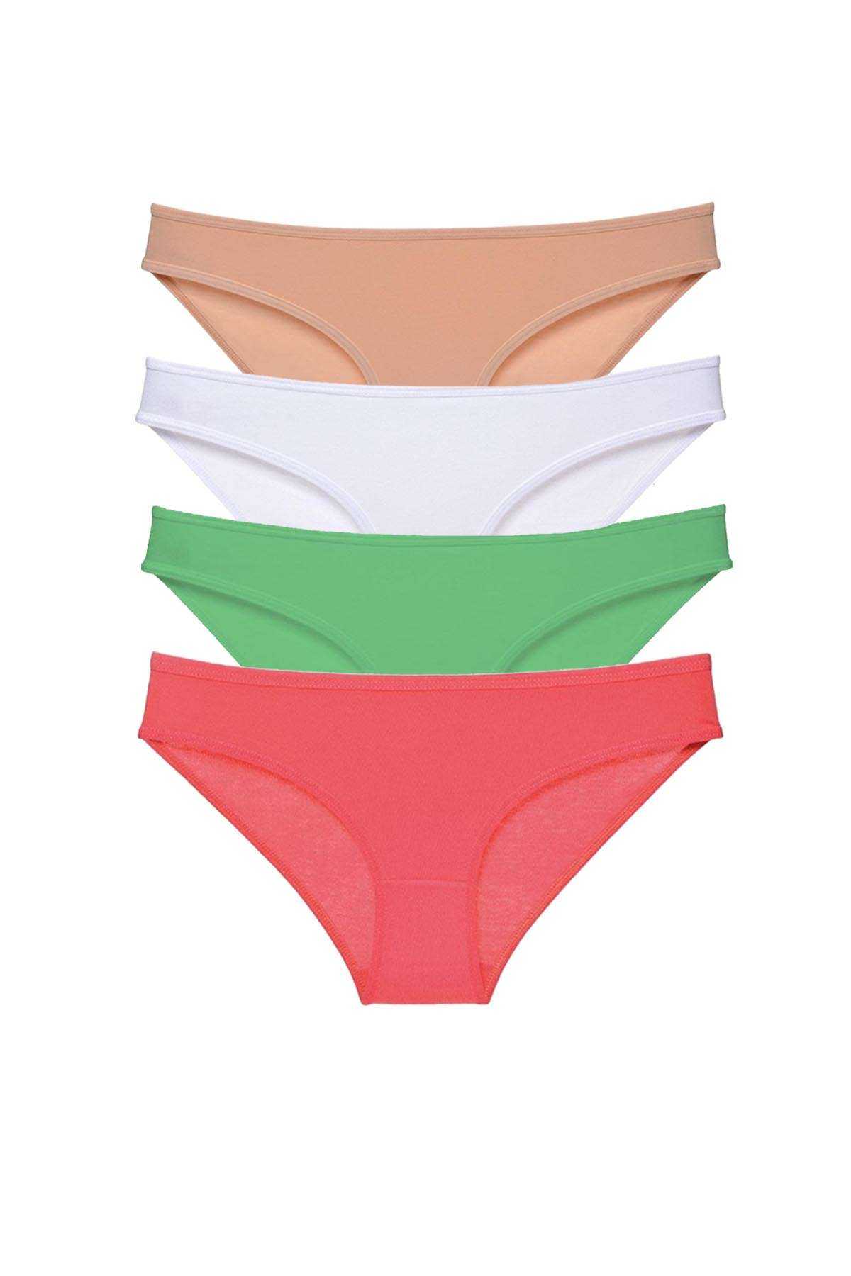 4pcs Super Eco Set Lycra Women Slip Panties Skin Powder Green Fuchsia