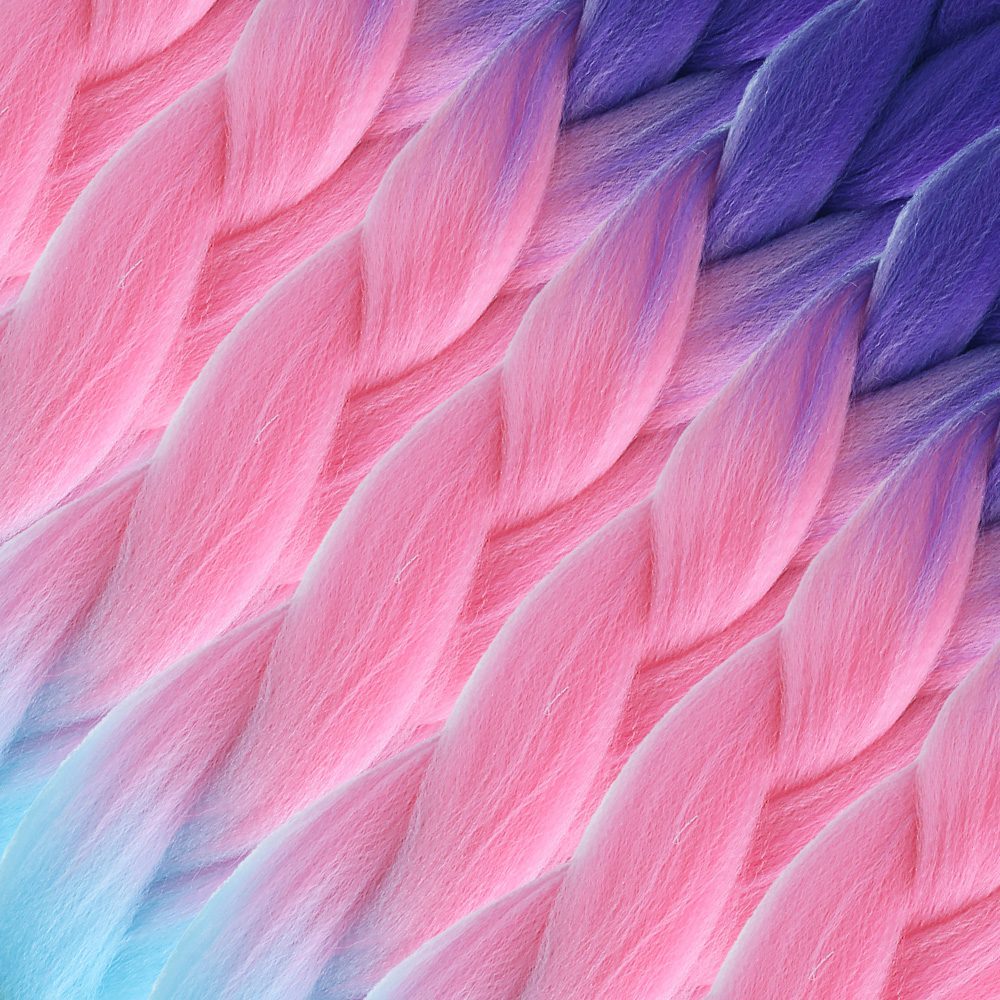 Afro Braiding Color Transition Synthetic Hair 100 Gr. / Purple / Light Pink / Light Blue