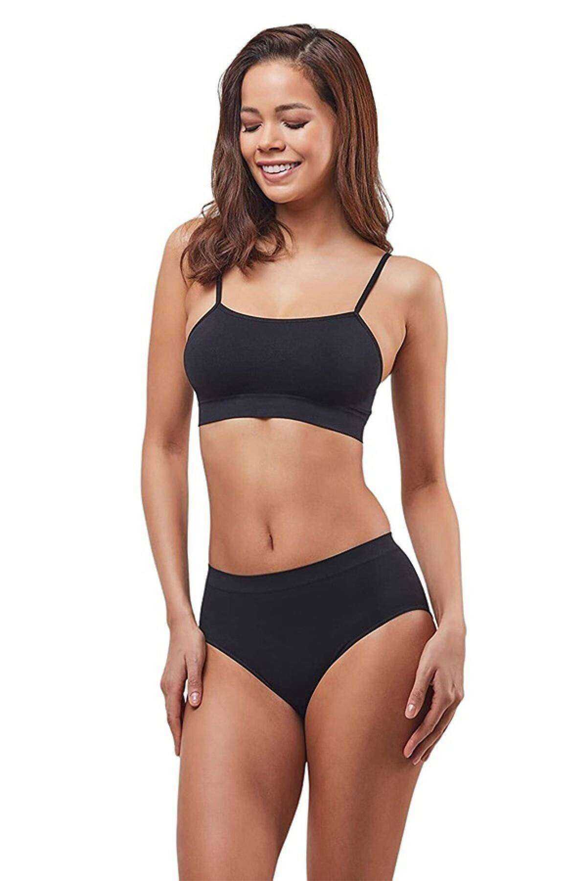 Elite Life Women's Thin Straps Seamless Black Bustier 851