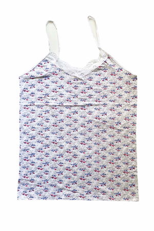 Women's Strappy Patterned Tank Top Lacy Spun Cotton Combed D7