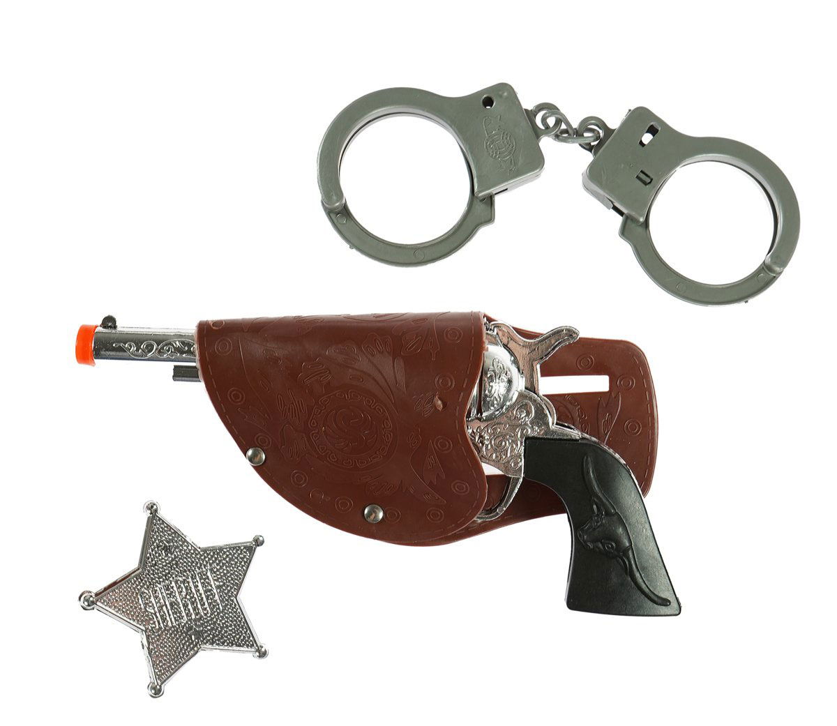 Cowboy Sheriff Pistol Cuff and Badge Costume Set 3 Piece for Shows