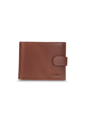 Horizontal Tan Genuine Leather Men's Wallet with Patented