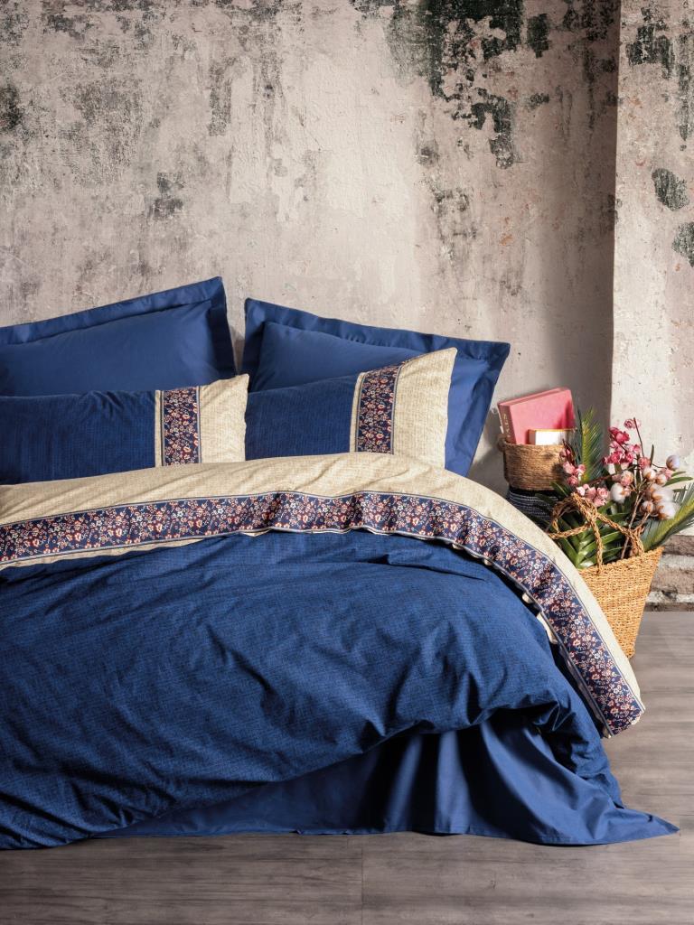 Double Duvet Cover Set Rayen Navy Blue