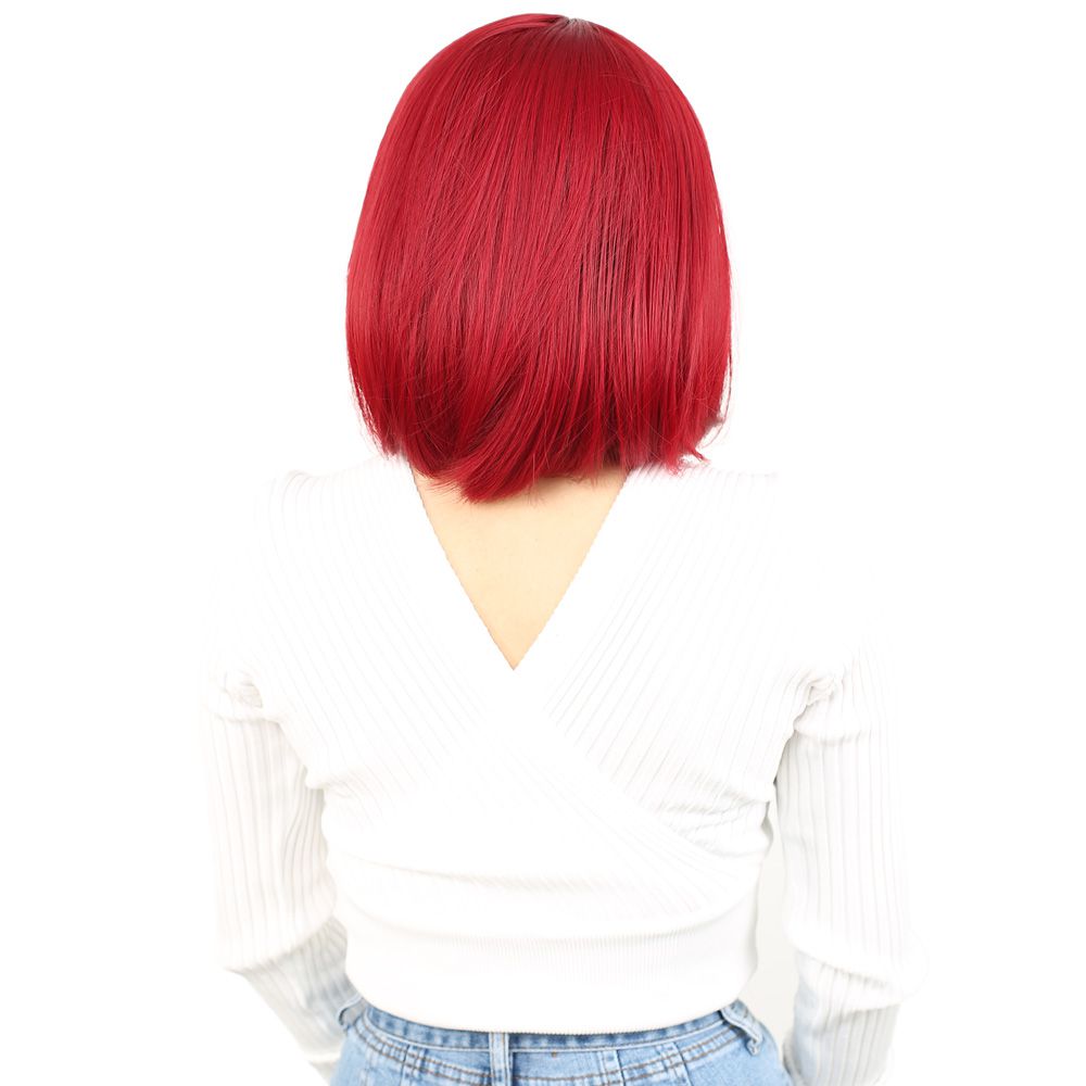 Kanekalon Fiber Synthetic Wig Short Straight / Red with bangs