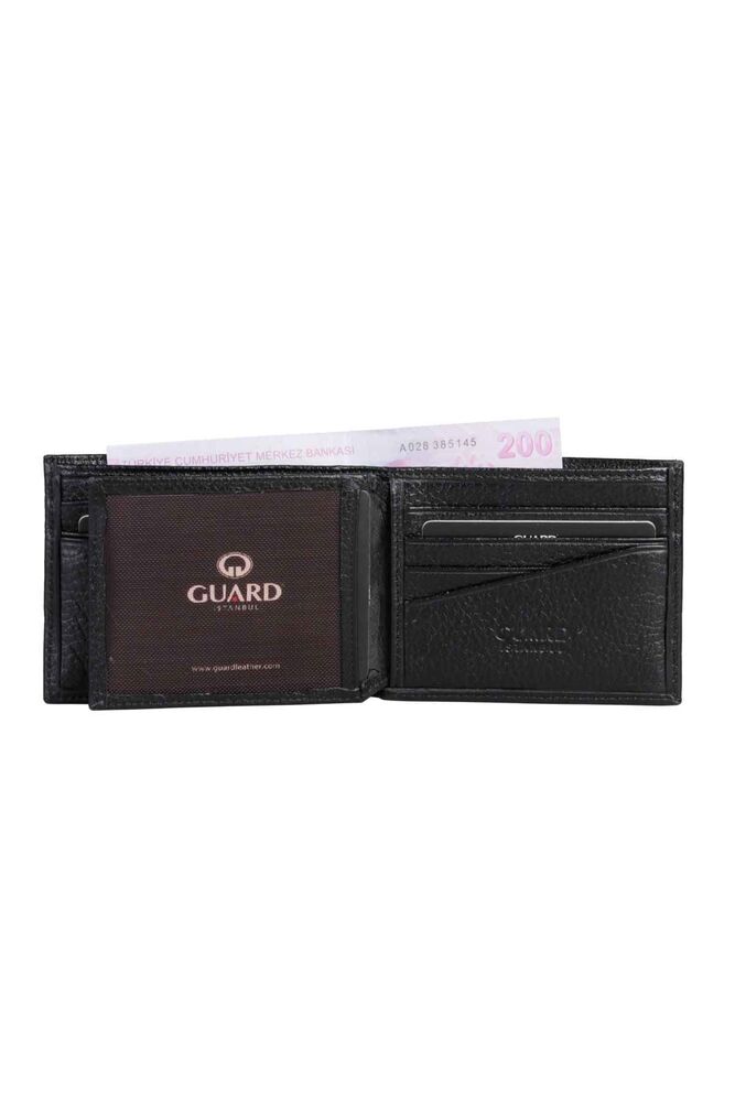 Black Genuine Leather Horizontal Men's Wallet with Pisot