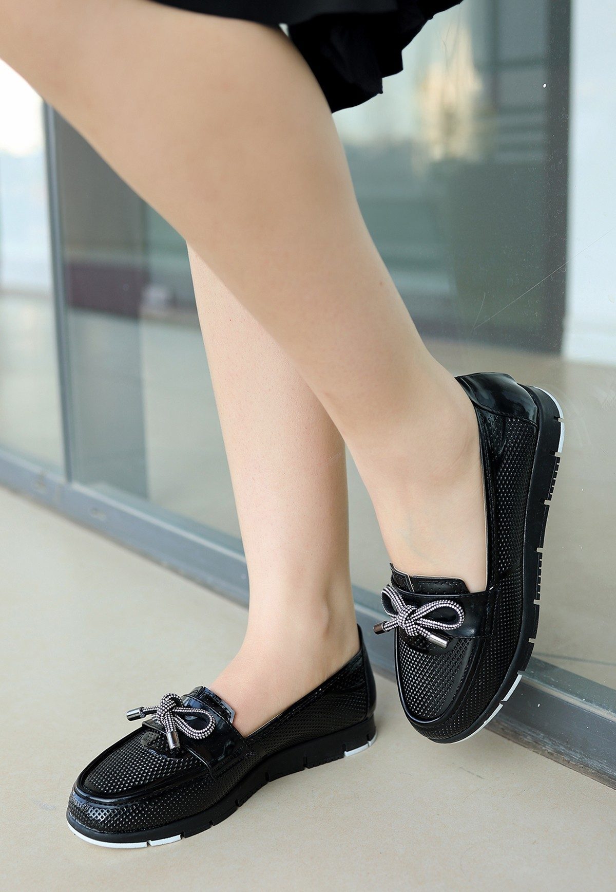 Black Patent Leather Babet Shoes