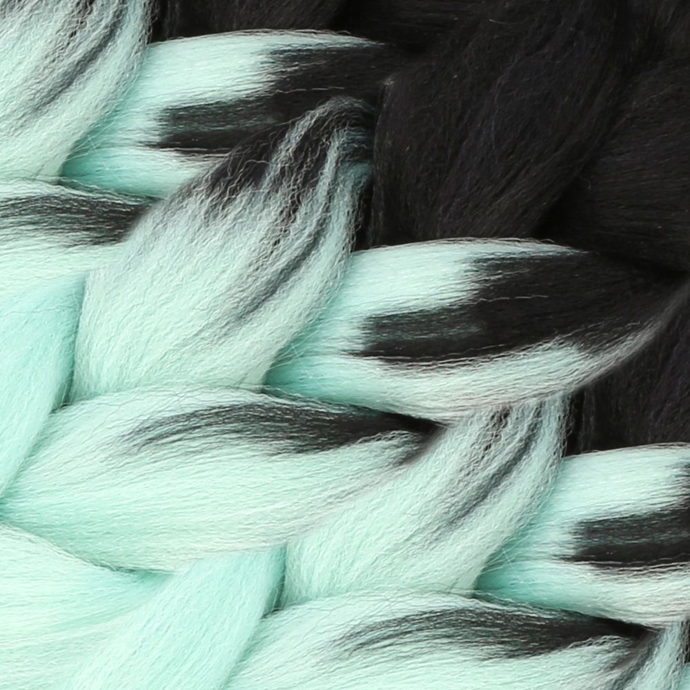 Afro Braiding Synthetic Color Transition Hair 100 Gr. / Black / Aqua Green