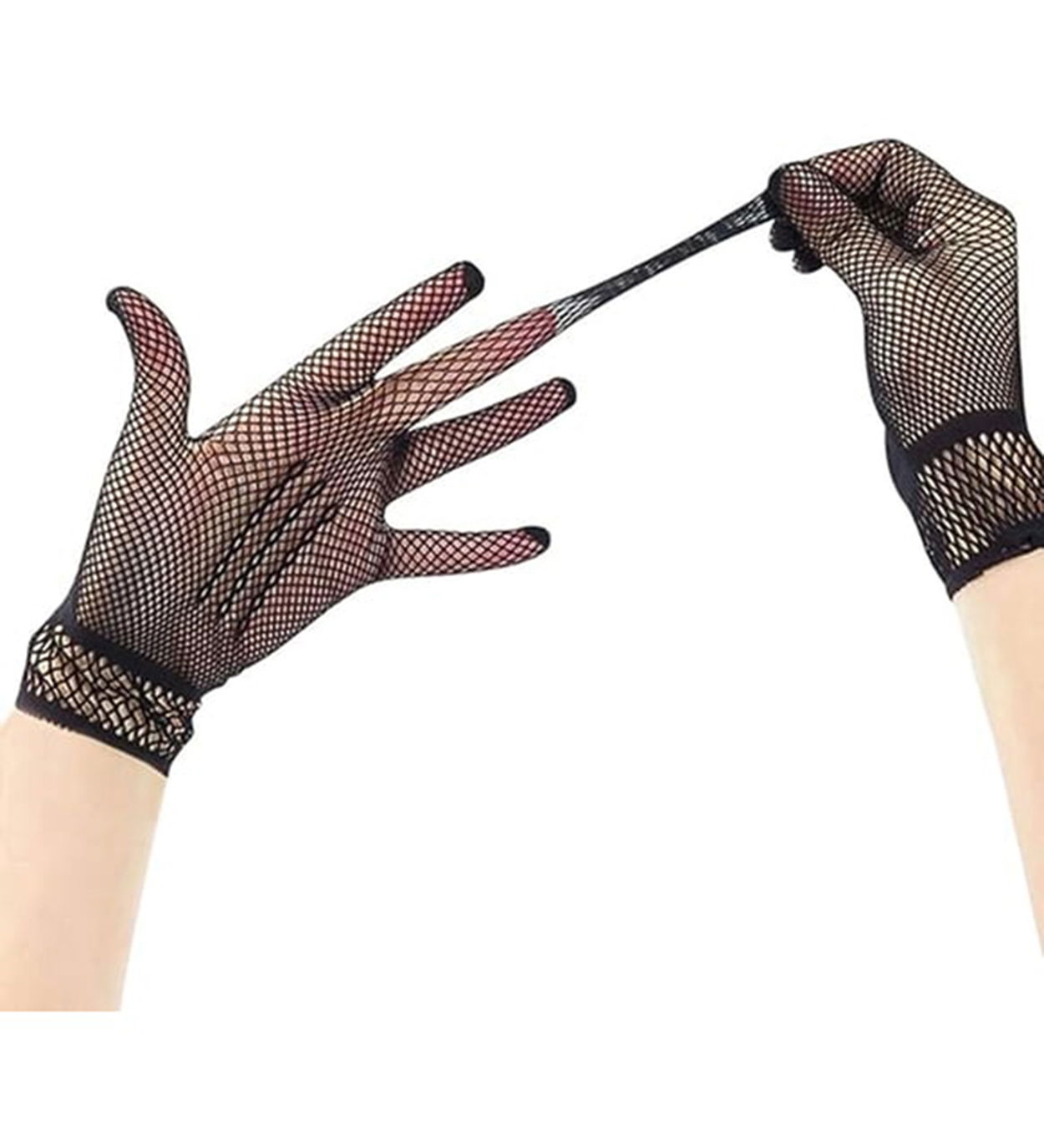 Black Color Lycra Mesh Gloves Fingered Knit Gloves Adult Size