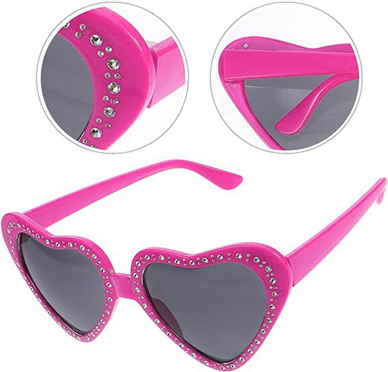 Heart Shaped Stones Party Glasses Pink Color 6x16 cm