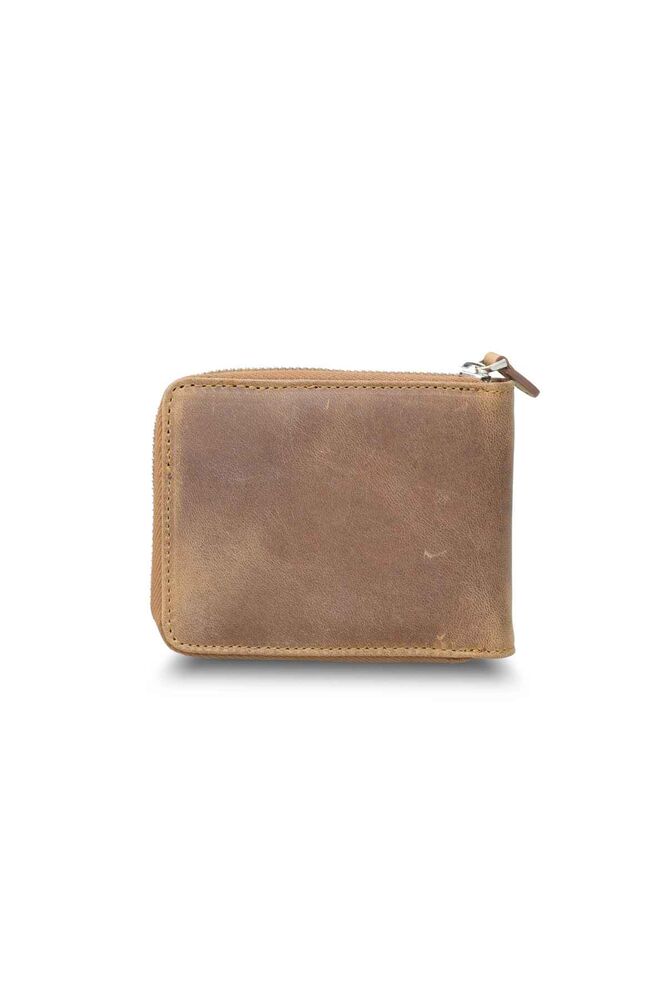 Antique Tan Zippered Horizontal Mini Leather Wallet