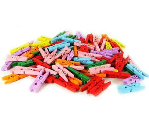 Colorful Mini Wooden Pegs (100 Pieces)