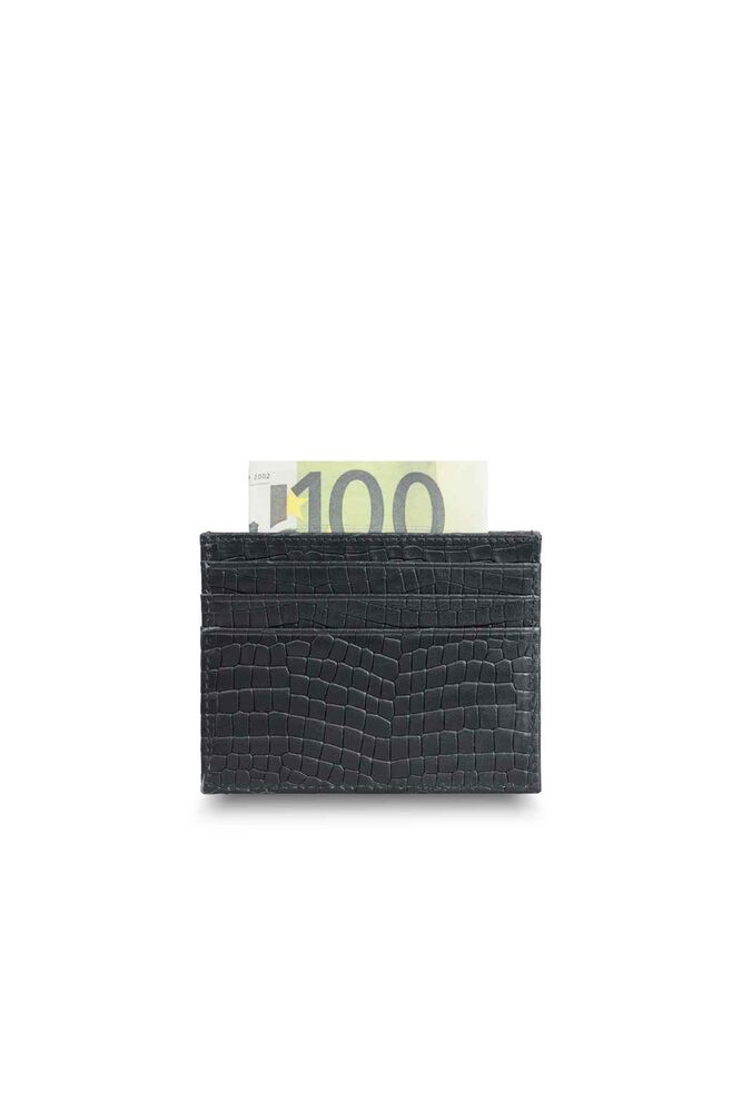 Texas Print Black Leather Card Holder