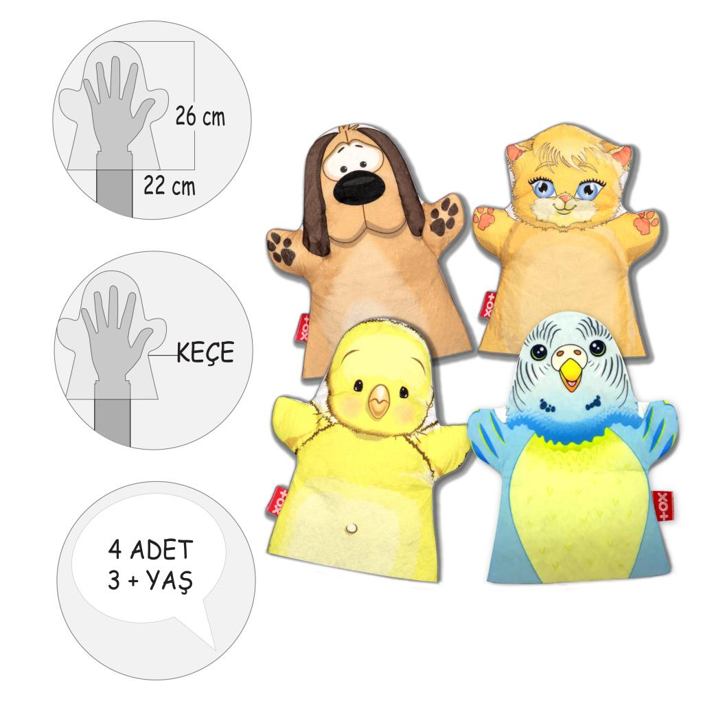 4 Piece Cute Friends Felt Hand Puppet Set , Educational Toy