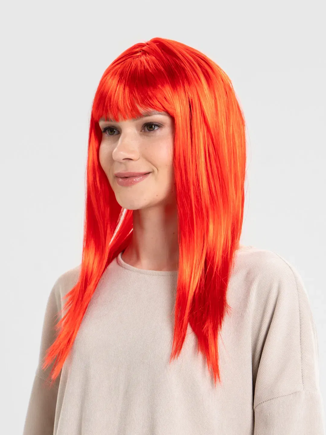 Red Color Long Straight Party Wig