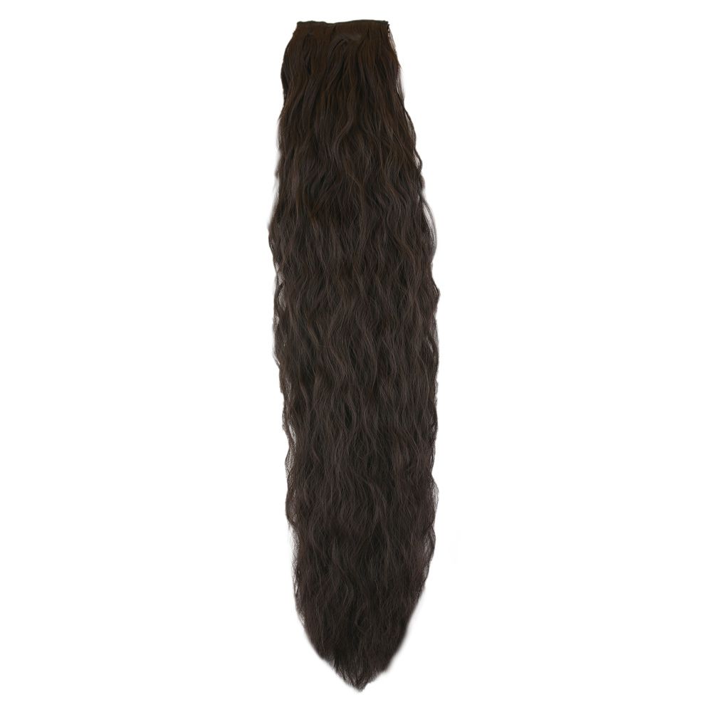 Kanekalon Fiber Synthetic Embossed Wavy 8 Piece Hair Snaps / Brown