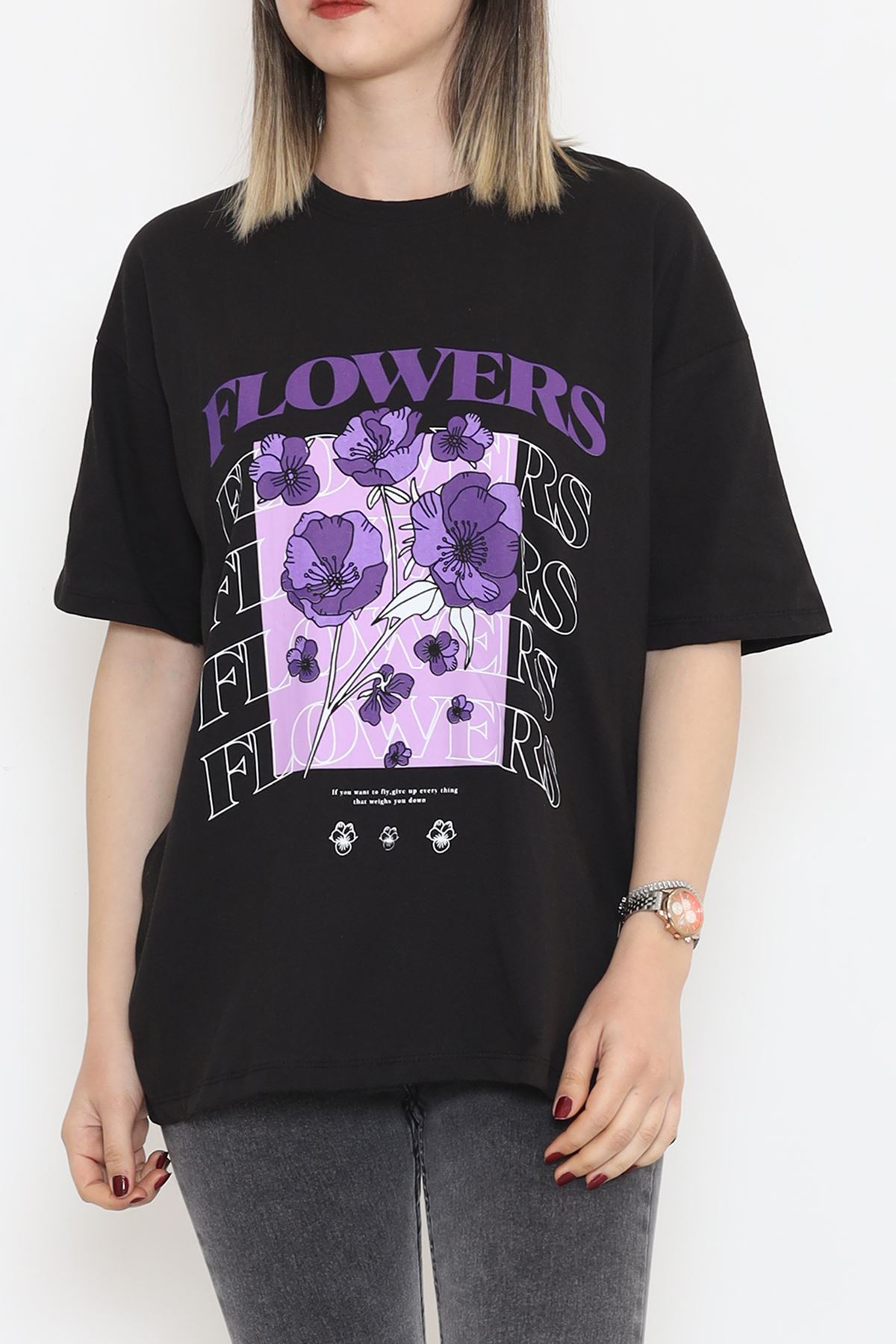 Printed Oversized T-Shirt Black